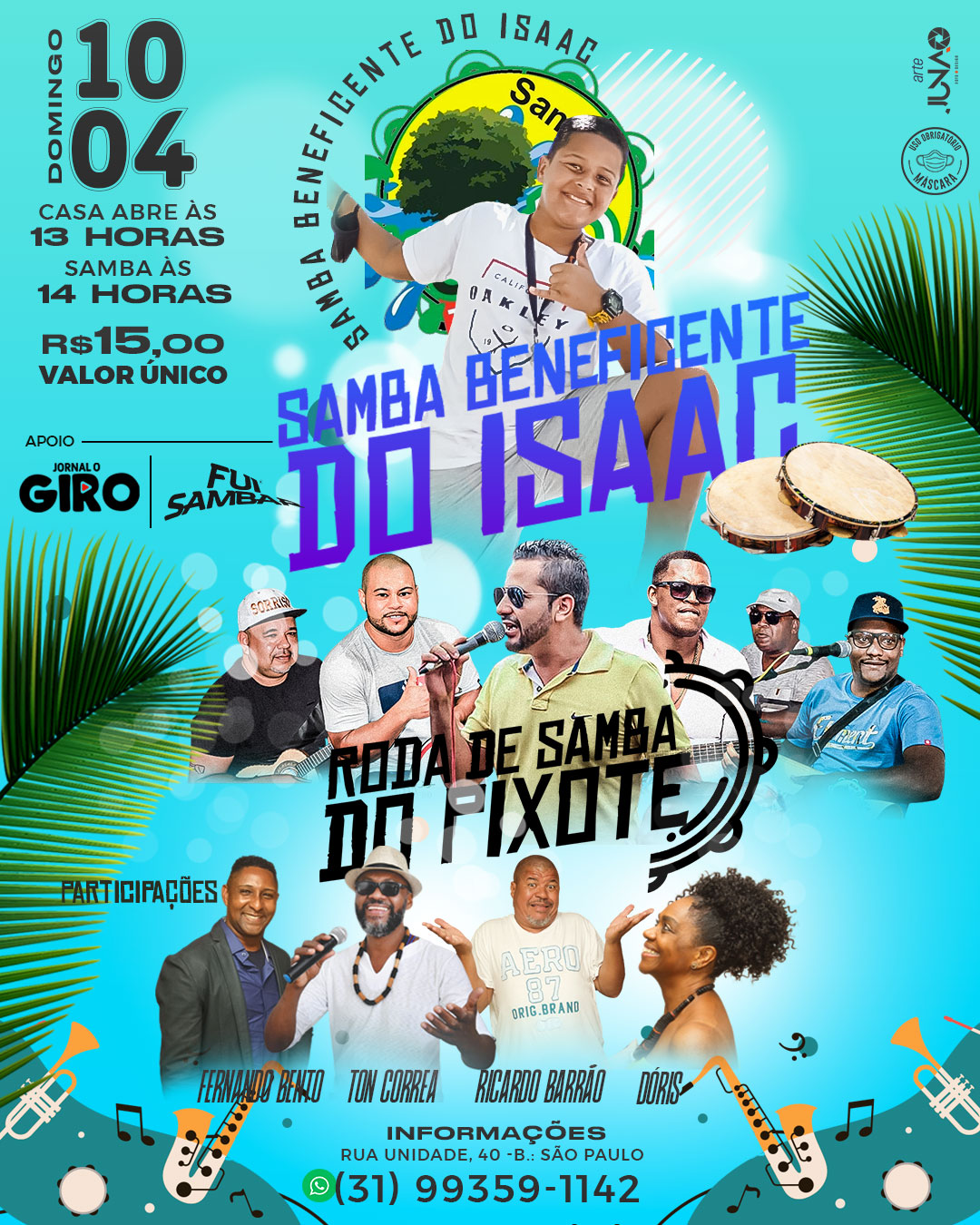 Samba beneficente do “Isaac” dia 10 de abril